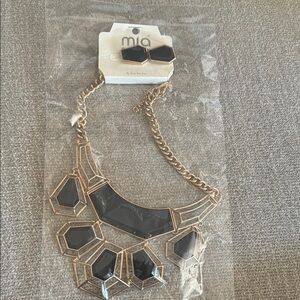 Mia Collection Gold Black Geo Chunky Costume Statement Necklace Earring Set